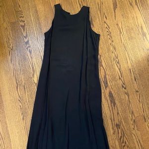 Midi length black shift dress